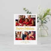 prettige feestdagen | Gold Foil Multi Photo Grid (Staand Voorkant)