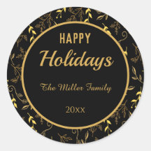 prettige feestdagen Gold Leaves op Black