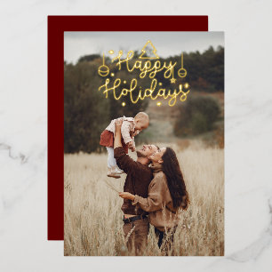 prettige feestdagen Gold Lettering kerstfoto