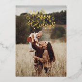 prettige feestdagen Gold Lettering kerstfoto (Voorkant)