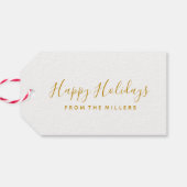 prettige feestdagen Gold Script Cadeaulabel (Achterkant Horizontaal)