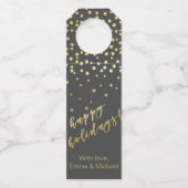 prettige feestdagen - Gold Script en Confetti Flessenhanger (Achterkant)