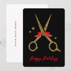 prettige feestdagen - Golden glitter Hair Stylist- Kaart