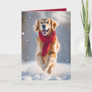Prettige feestdagen Golden Retriever in Sneeuw Kaart