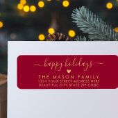 Prettige feestdagen Goud en rood Etiket