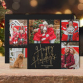 Prettige feestdagen Goud vijf foto's zwart Feestdagenkaart