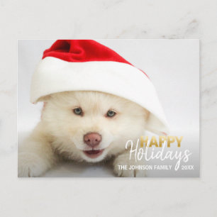 Prettige feestdagen Goud Wit hond Puppy FOTO