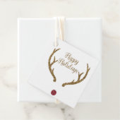 Prettige feestdagen Gouden Glitter rendier rode ne Bedankjes Labels (In situ)