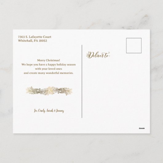 Prettige feestdagen Gouden Kerstmis Wrede (Achterkant)