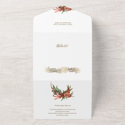 Prettige feestdagen Gouden Kerstmis Wrede All In One Uitnodiging (Buitenkant)