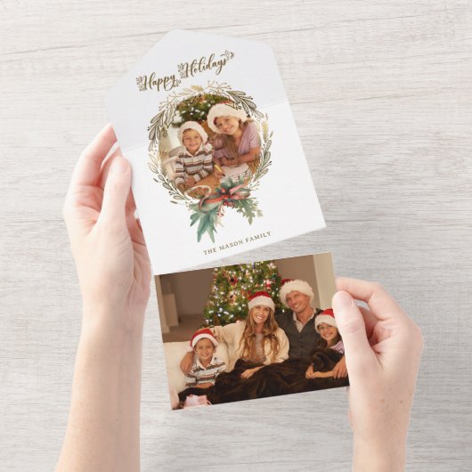 Prettige feestdagen Gouden Kerstmis Wrede All In One Uitnodiging (Afscheurbaar)