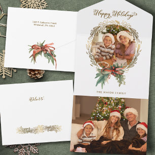 Prettige feestdagen Gouden Kerstmis Wrede All In One Uitnodiging