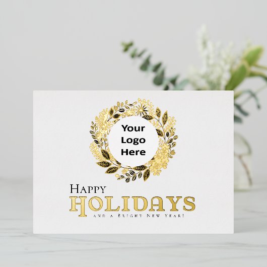 Prettige feestdagen Gouden krans Business Kerstmis (Staand Voorkant)