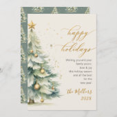 Prettige feestdagen Gouden Script kerstboom Feestdagenkaart (Voorkant / Achterkant)