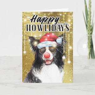 Prettige feestdagen Grappige border collie in het Kaart