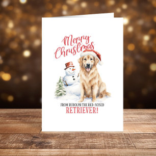 Prettige feestdagen Grappige golden retriever kers Kaart