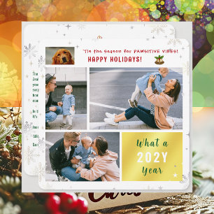 Prettige feestdagen Grappige Hond Kat 4 Foto's Feestdagenkaart