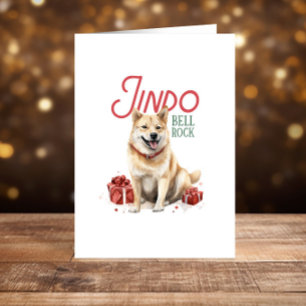 Prettige feestdagen Grappige Jindo hond Kerstmis