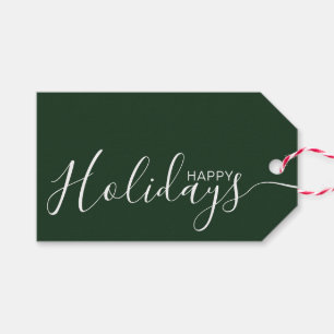 Prettige feestdagen Green White Minimal Cadeaulabel