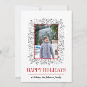 Prettige feestdagen Grijs rood bessen blad Feestdagenkaart (Voorkant)