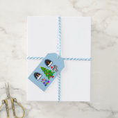 prettige feestdagen Grijze kerstmis #4-2 Gift Labe Cadeaulabel (Met Touw)