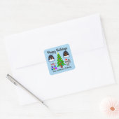 prettige feestdagen Grijze kerstmis #4 Trekkers Vierkante Sticker (Envelop)