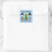 prettige feestdagen Grijze kerstmis #6 Trekkers Vierkante Sticker (Tas)