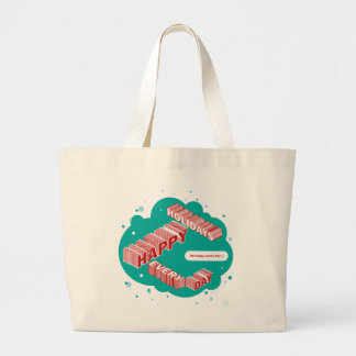 prettige feestdagen, groen en rood grote tote bag