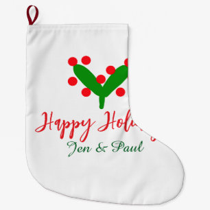 Prettige feestdagen groen rood koppel naam groen b grote kerstsok
