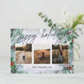 Prettige feestdagen Groen Rustiek Hout Script Feestdagenkaart (Staand voorkant)