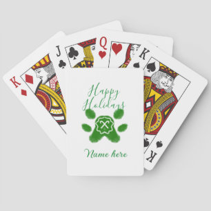Prettige feestdagen Groene hond huisdier poot snoe Pokerkaarten
