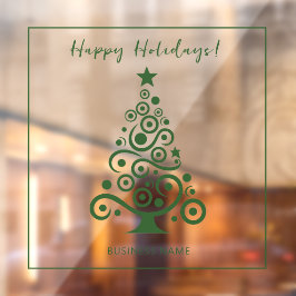 Prettige feestdagen Groene kerstboom decoratie Raamsticker