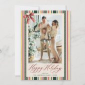  Prettige feestdagen groene strepen & boog Feestdagenkaart (Voorkant)