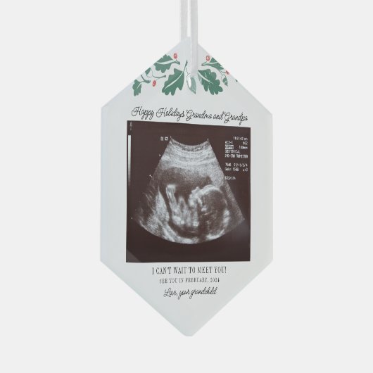 prettige feestdagen grootouders Zwangerschap Ultra Glas Ornament (Voorkant Rechts)