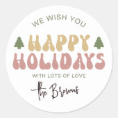 Prettige feestdagen Groovy Retro Kerstcadeau Ronde Sticker (Voorkant)