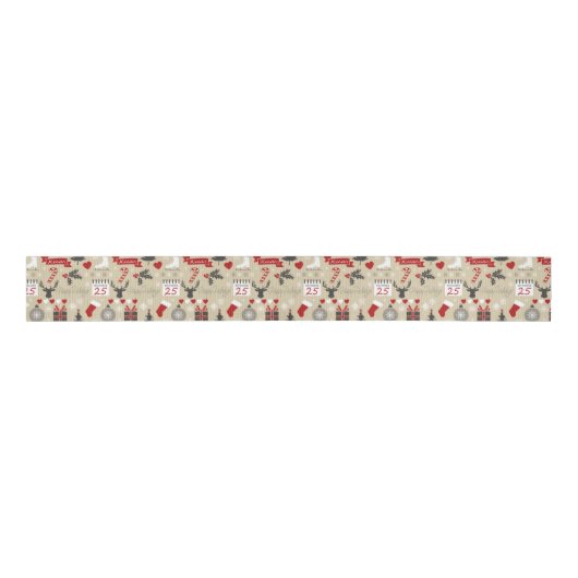 prettige feestdagen grosgrain lint (Voorkant)