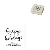 Prettige feestdagen Handgeschreven zwart script Rubberstempel (Gestempeld)