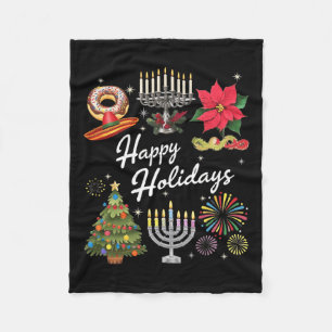 Prettige feestdagen Hanukkah Feliz Navidad Christm Fleece Deken