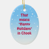 prettige feestdagen Hen in Snow Xmas Chicken Ornam Keramisch Ornament (Achterkant)