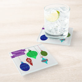 Prettige feestdagen Hoe te hangen Ornamenten Paars Glazen Onderzetter