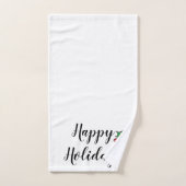 Prettige feestdagen Holly bessen bladeren groen Bad Handdoek (Handdoek)