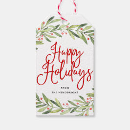 Prettige feestdagen Holly Christmas Holiday Gift L Cadeaulabel