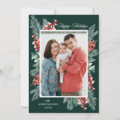 Prettige feestdagen Holly en Evergreen Feestdagenkaart (Voorkant)