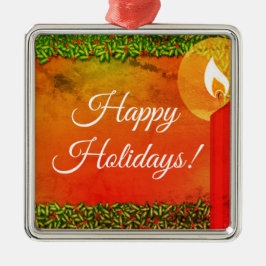 Prettige feestdagen Holly & Kaars Kerstmis Ornamen Metalen Ornament