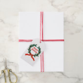 Prettige feestdagen  Holly Kerstkrans Cadeaulabel (Met Touw)