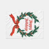 Prettige feestdagen  Holly Kerstkrans Fleece Deken (Voorkant (Horizontaal))