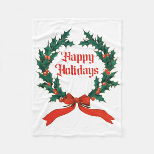 Prettige feestdagen  Holly Kerstkrans Fleece Deken