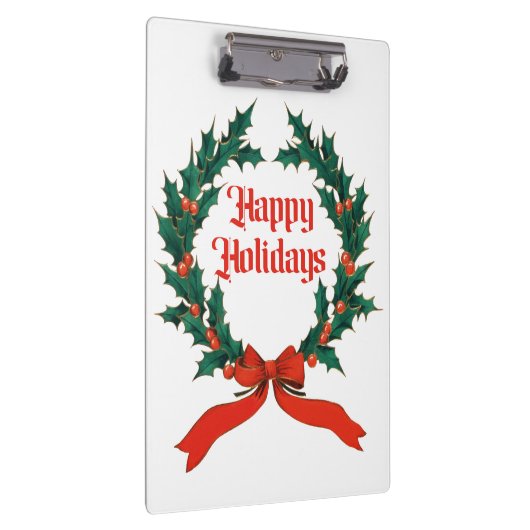 Prettige feestdagen Holly Kerstkrans Klembord (Rechts)