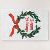 Prettige feestdagen  Holly Kerstkrans Legpuzzel (Horizontaal)