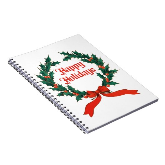 Prettige feestdagen Holly Kerstkrans Notitieboek (Rechterzijde)